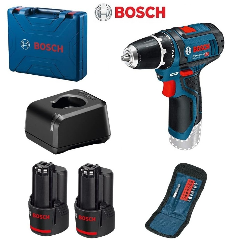 Trapano avvitatore GSR 12V-15 Bosch + 2 batterie + caricabatterie