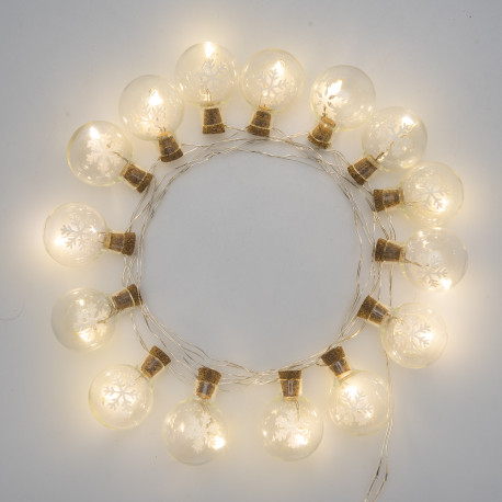 String of 12 DECORATED GLASS BALLS D.40 CLA battery-operated Lolli