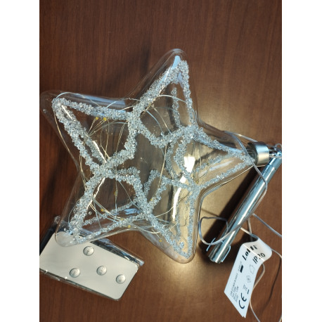 Decorated Glass Star D.18 20 MICROLED Warm Light Battery Lolli